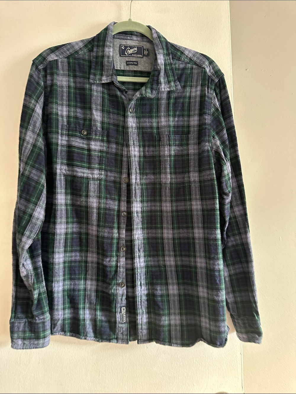 Grayers Men's Green and Gray Plaid Button-Down Shirt